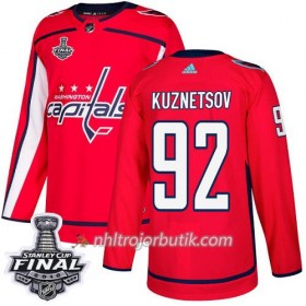 Män Ishockey Washington Capitals Tröja Evgeny Kuznetsov 92 2018 Stanley Cup Final Patch Adidas Röd Authentic
